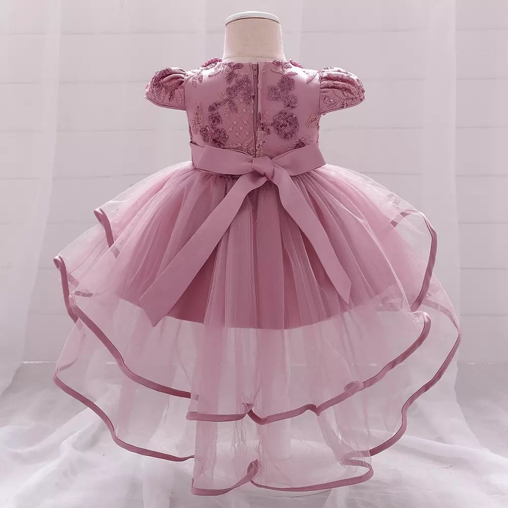 Luxury dress first birthday wedding pearl bow - Picture 2 of 7
